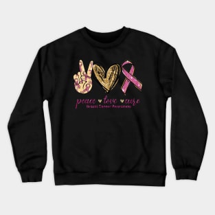 Breast Cancer Awareness Sign Language Peace Love Cure Crewneck Sweatshirt